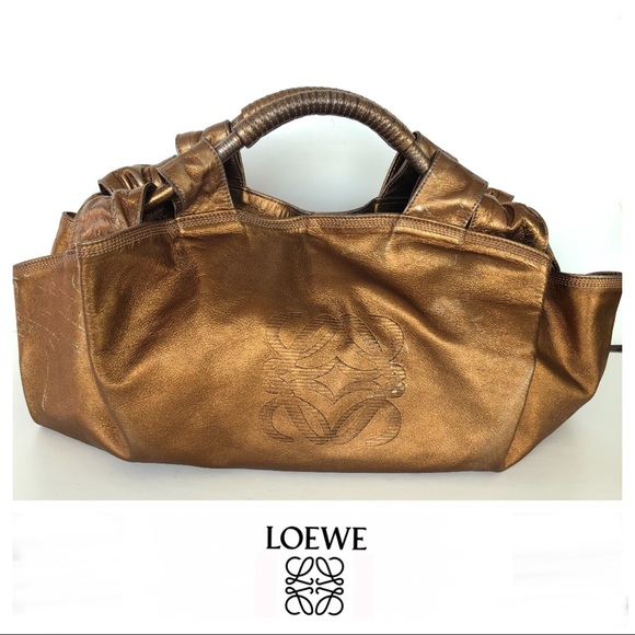 LOEWE Metallic Bronze Soft Leather Hobo Tote - Picture 1 of 14